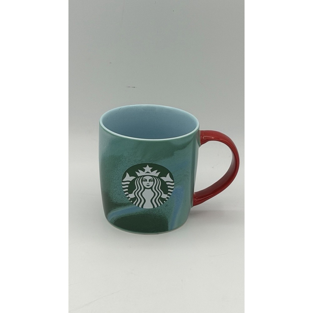 2024 Starbucks Green/Blue Swirl W/ Red Handle 11oz